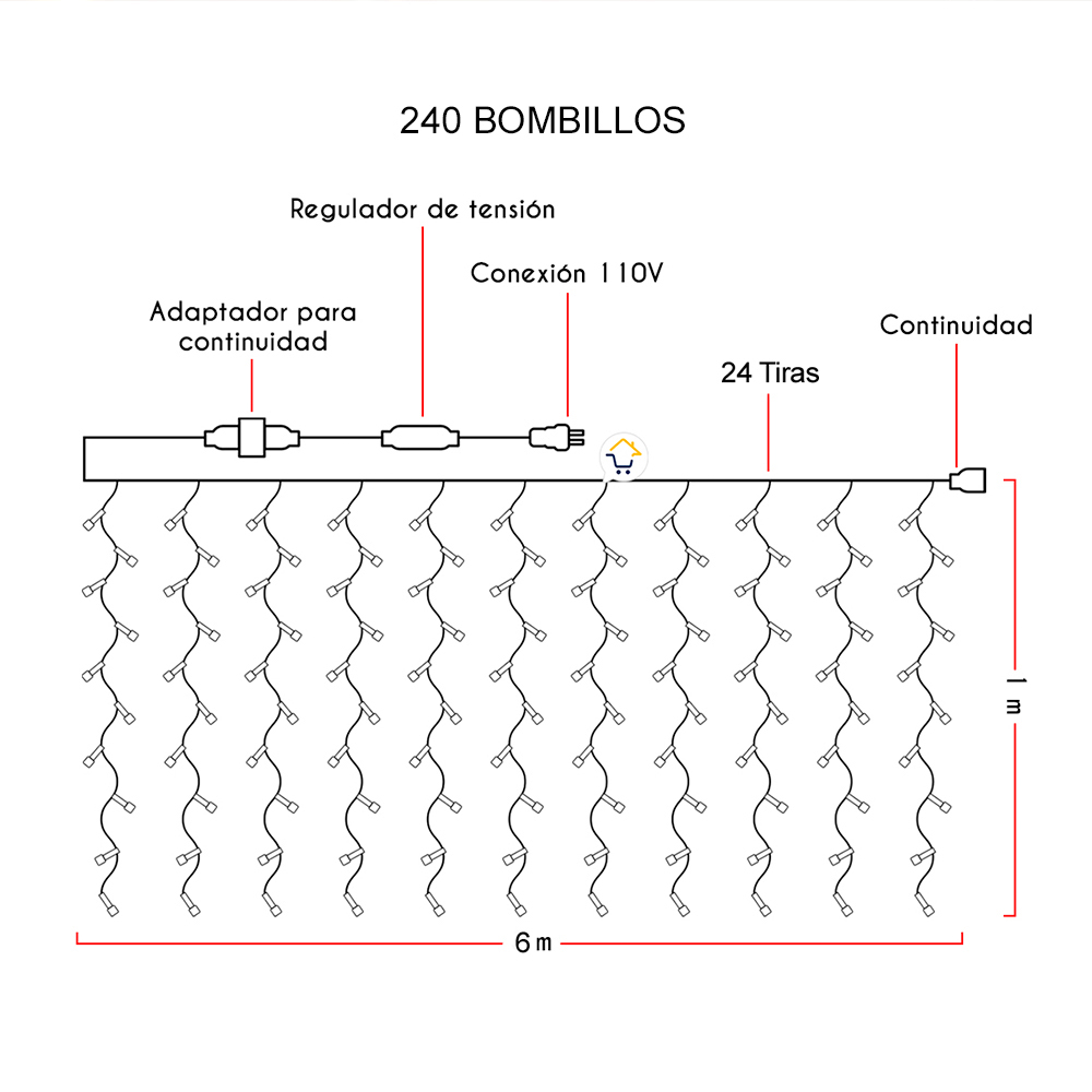 Miniatura 7 de Cortina Led Destellos 6x1 Blanco 1331b